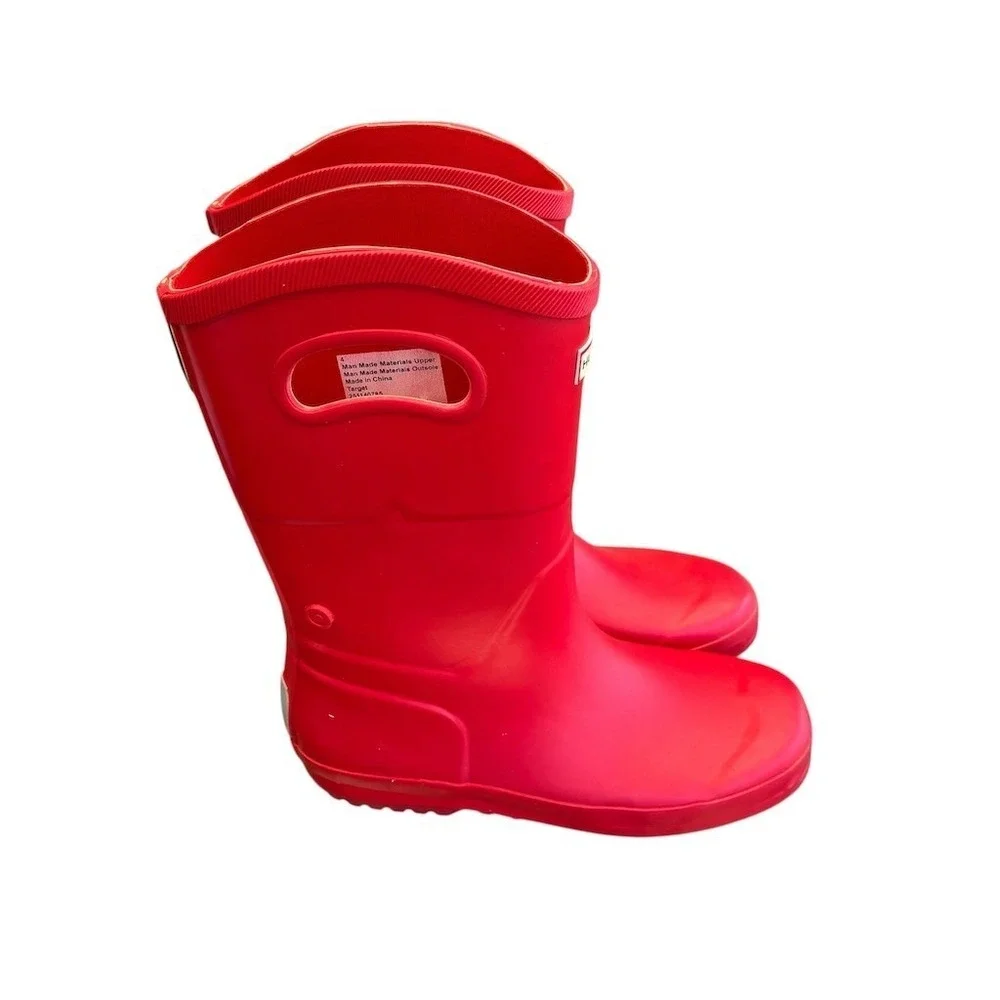Hunter Kids Wellington Rain Boots Red Waterproof Pull On Size‎ 4
